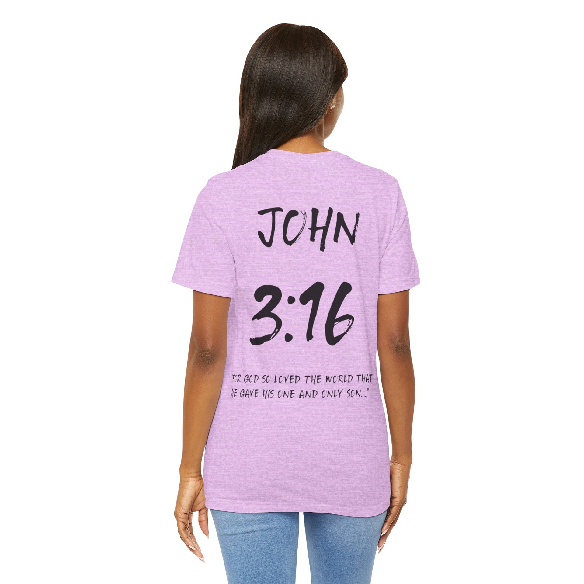 Black Letters-John 3:16 "For God so loved" Inspirational Bible Verse Unisex T-shirt