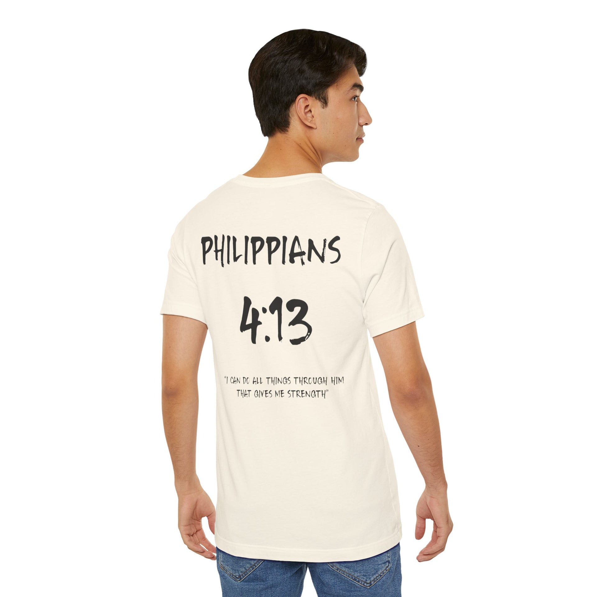 Black Letters-Philippians 4:13 "I can do all things through Him" Inspirational Bible Verse Unisex T-shirt