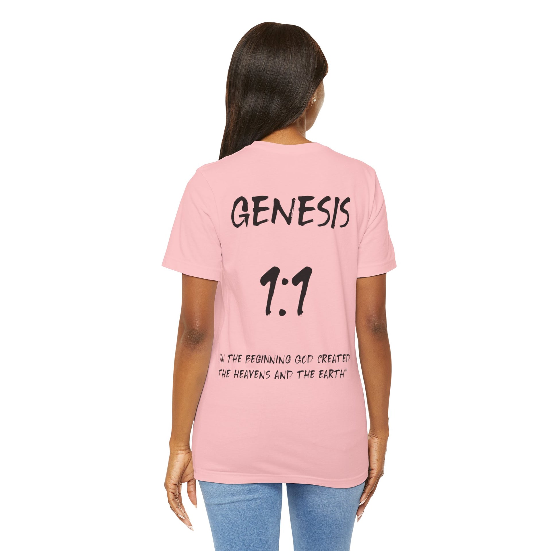 Black Letters-Genesis 1:1 "In the beginning God created" Inspirational Bible Verse Unisex T-shirt