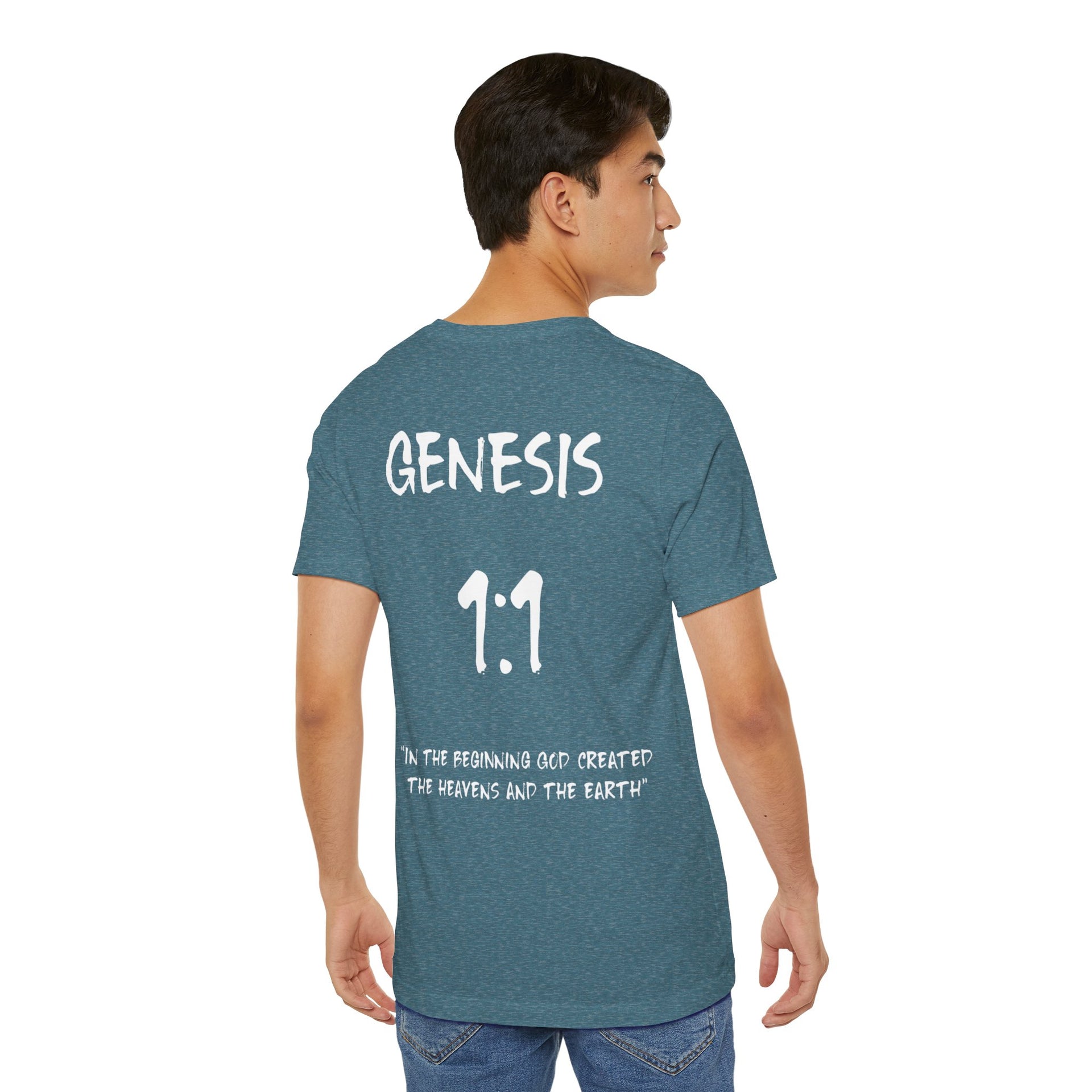 White Letters-Genesis 1:1 "In the beginning God created" Inspirational Bible Verse Unisex T-Shirt