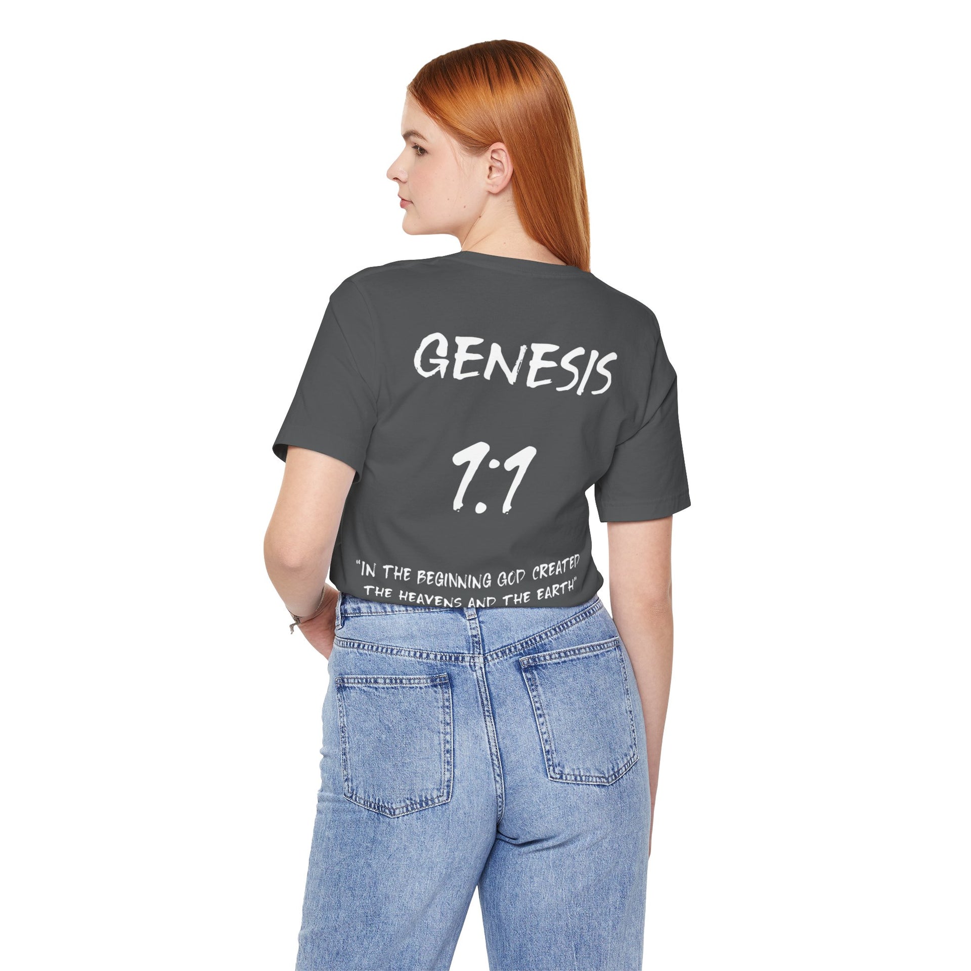 White Letters-Genesis 1:1 "In the beginning God created" Inspirational Bible Verse Unisex T-Shirt