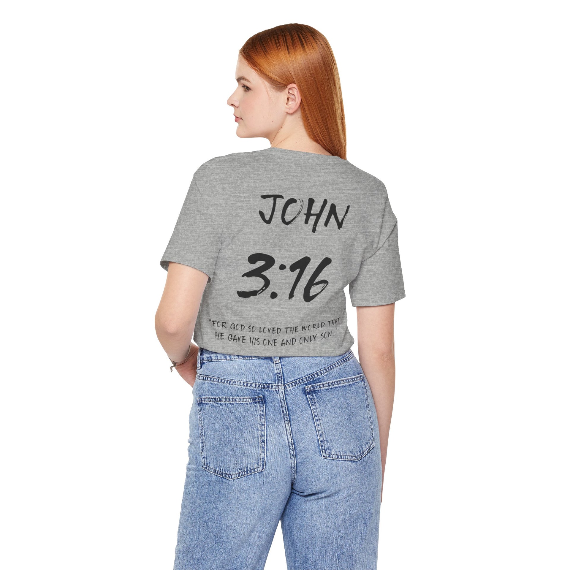 Black Letters-John 3:16 "For God so loved" Inspirational Bible Verse Unisex T-shirt