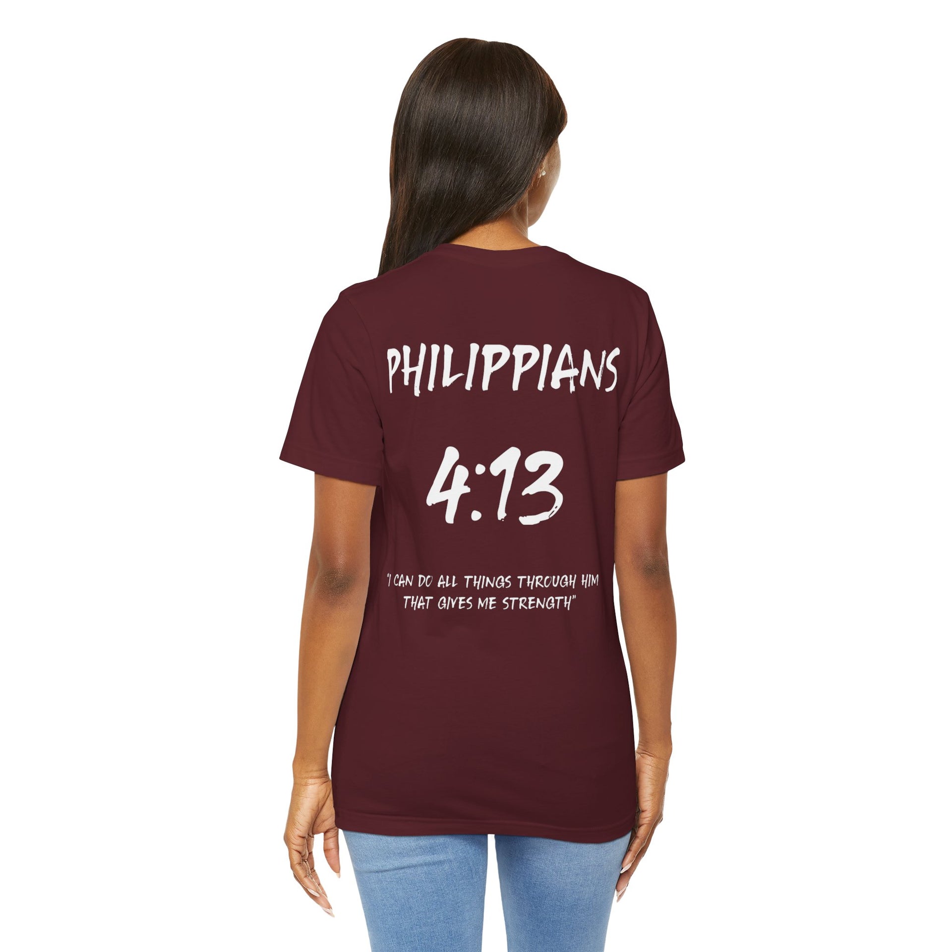 White Letters-Philippians 4:13 "I can do all things through Him" Inspirational Bible Verse Unisex T-shirt