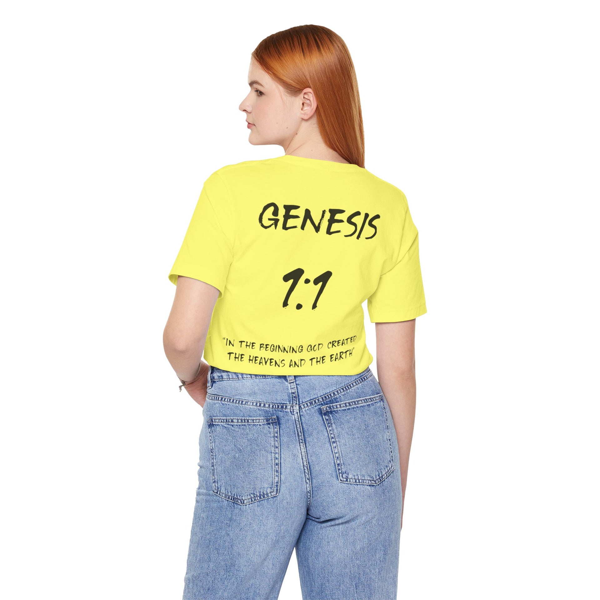 Black Letters-Genesis 1:1 "In the beginning God created" Inspirational Bible Verse Unisex T-shirt
