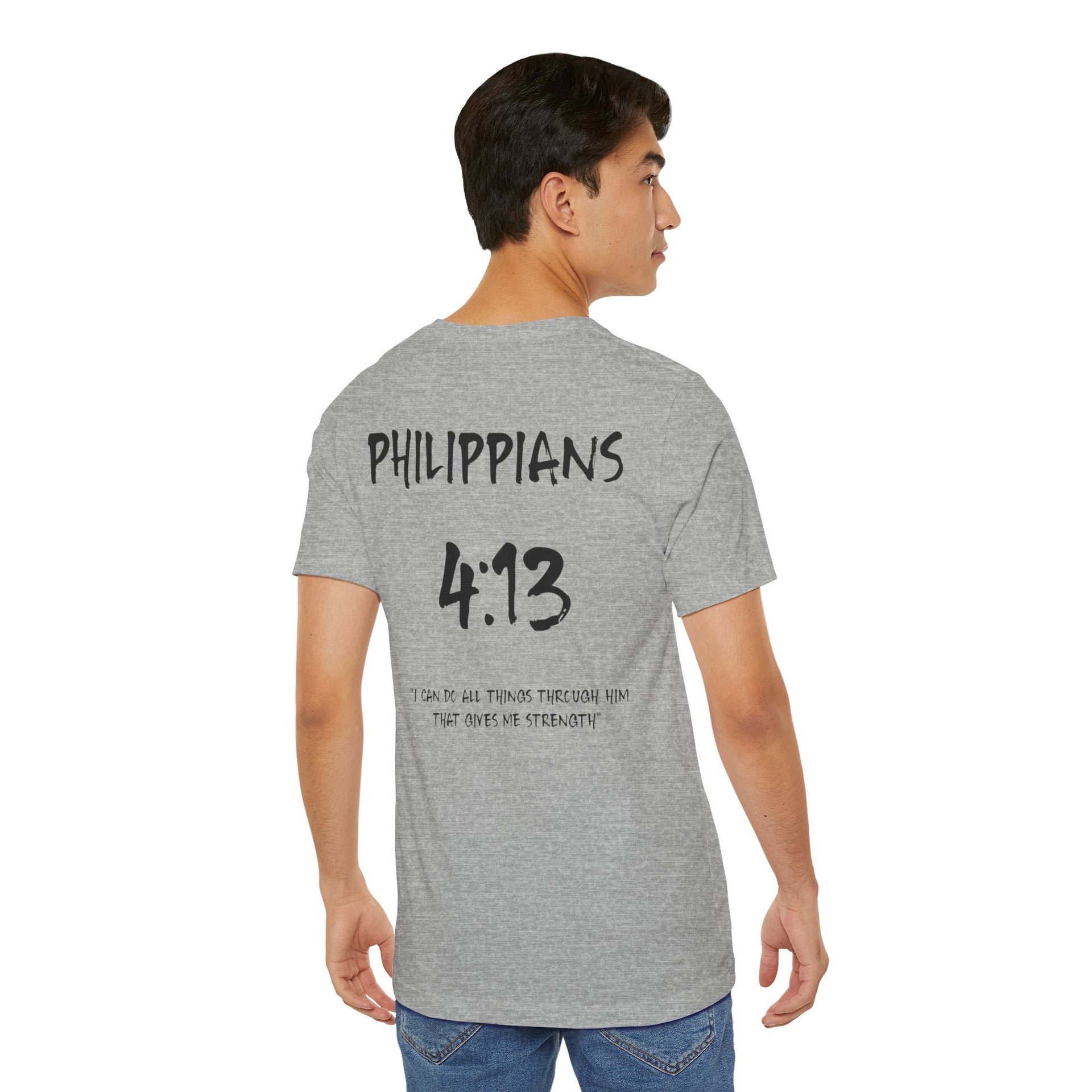 Black Letters-Philippians 4:13 "I can do all things through Him" Inspirational Bible Verse Unisex T-shirt