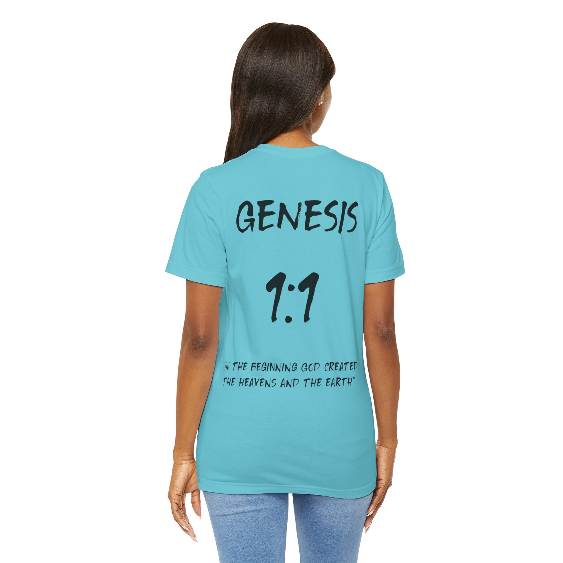 Black Letters-Genesis 1:1 "In the beginning God created" Inspirational Bible Verse Unisex T-shirt