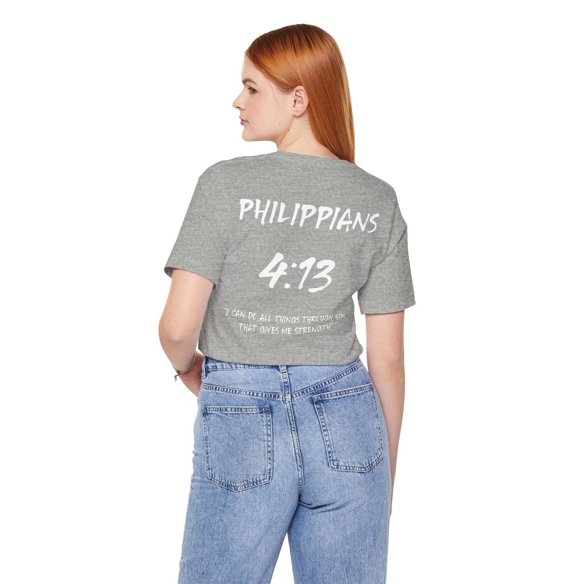 White Letters-Philippians 4:13 "I can do all things through Him" Inspirational Bible Verse Unisex T-shirt