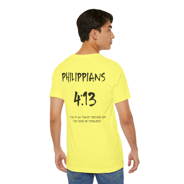 Black Letters-Philippians 4:13 "I can do all things through Him" Inspirational Bible Verse Unisex T-shirt