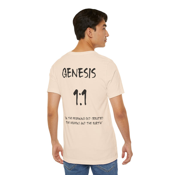 Black Letters-Genesis 1:1 "In the beginning God created" Inspirational Bible Verse Unisex T-shirt