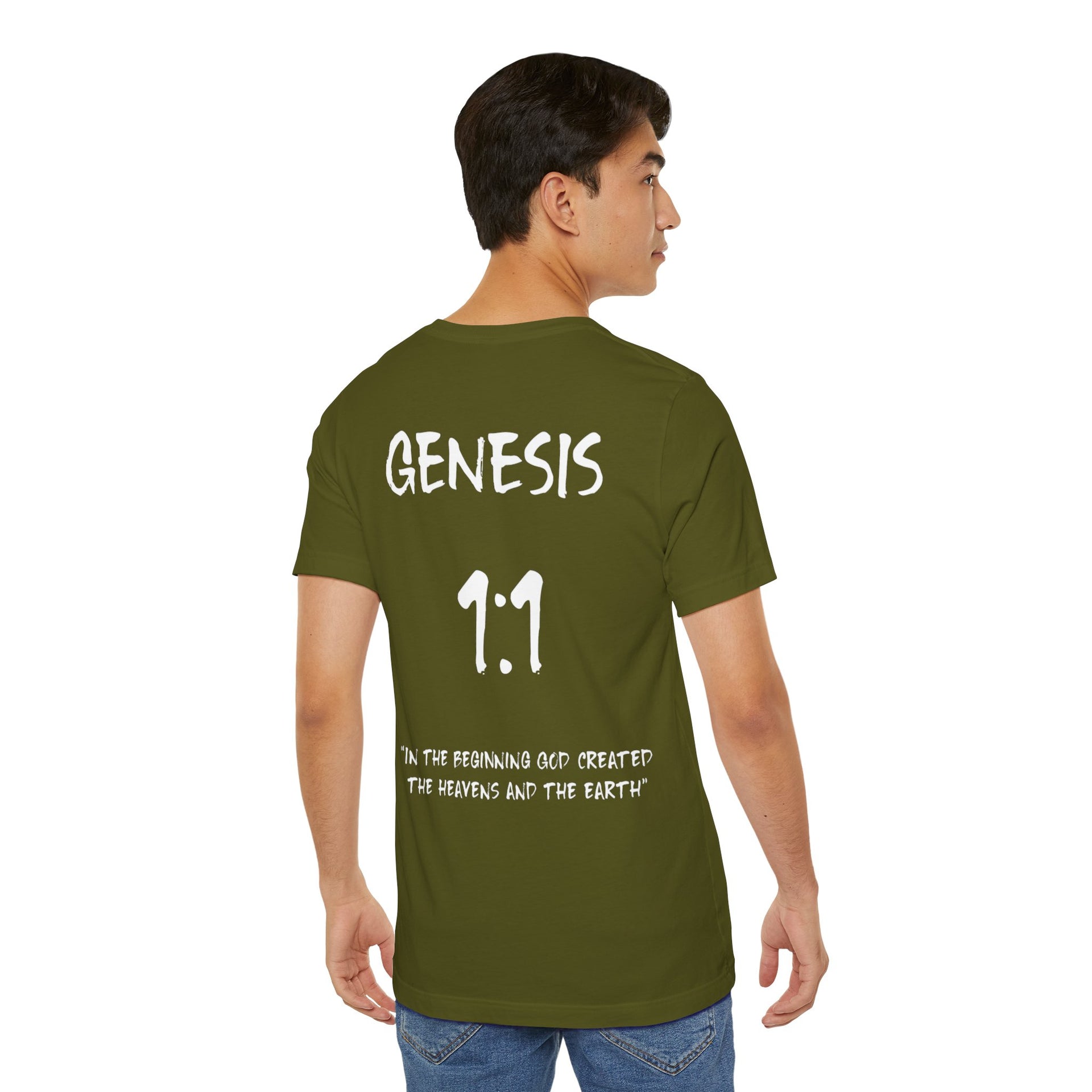 White Letters-Genesis 1:1 "In the beginning God created" Inspirational Bible Verse Unisex T-Shirt
