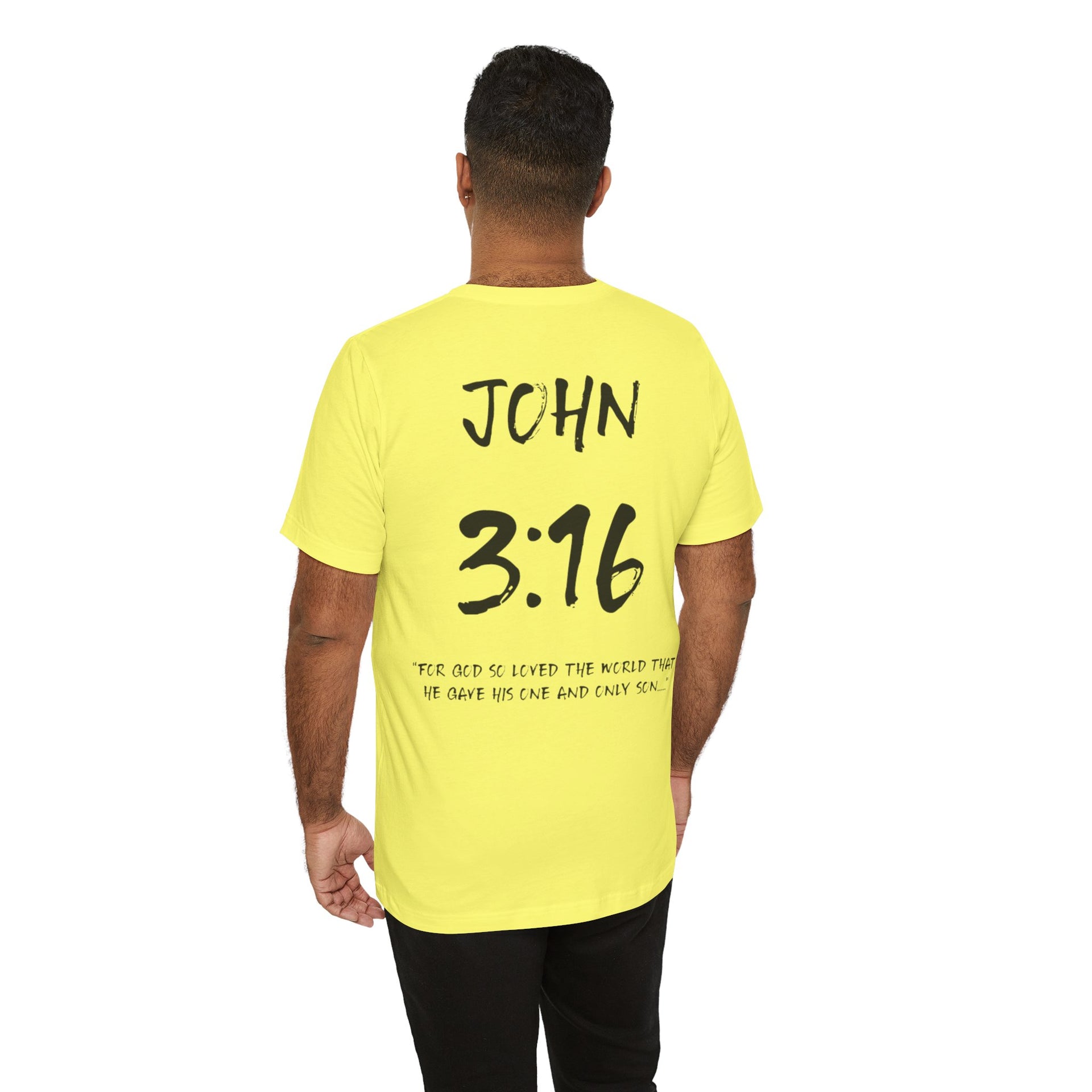 Black Letters-John 3:16 "For God so loved" Inspirational Bible Verse Unisex T-shirt