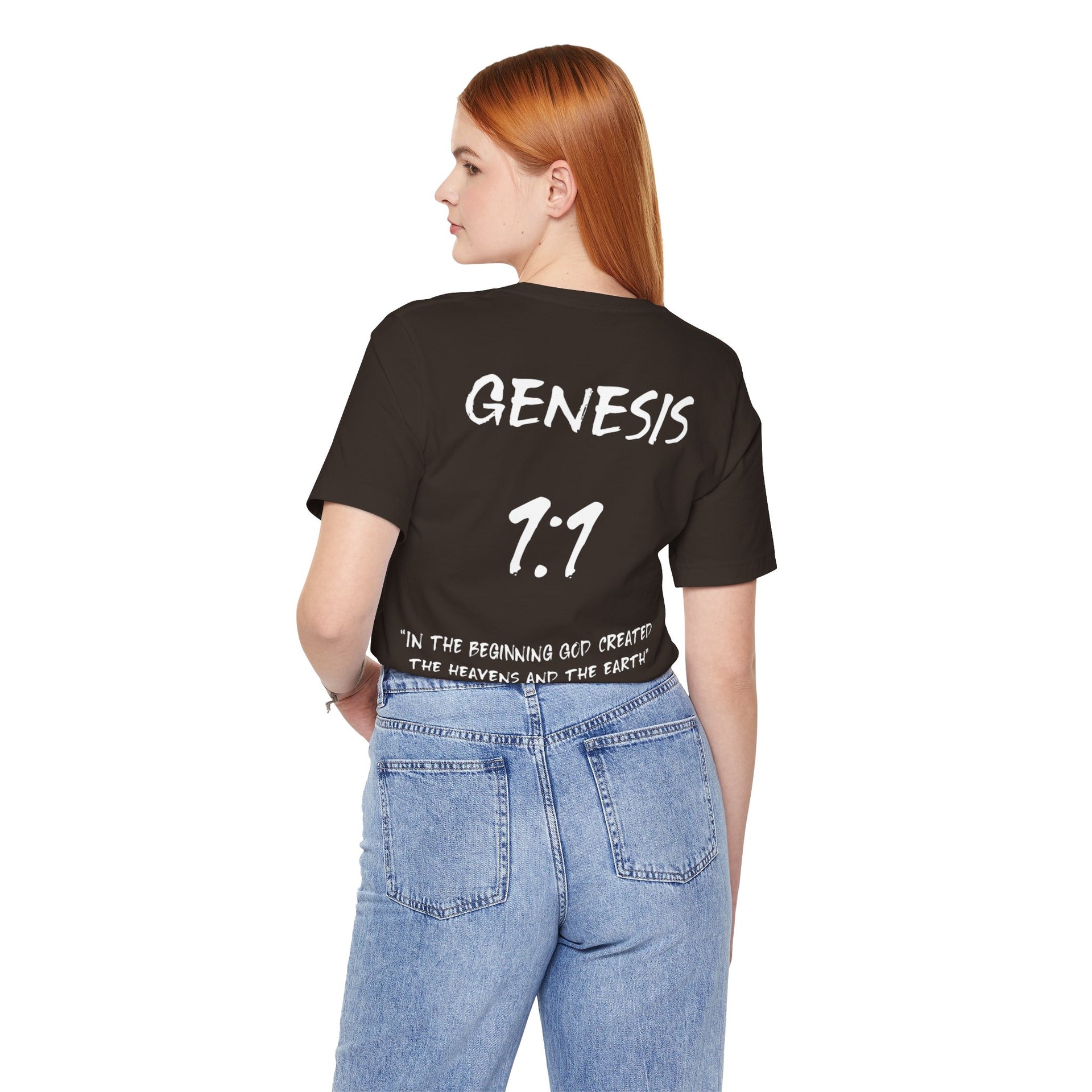 White Letters-Genesis 1:1 "In the beginning God created" Inspirational Bible Verse Unisex T-Shirt
