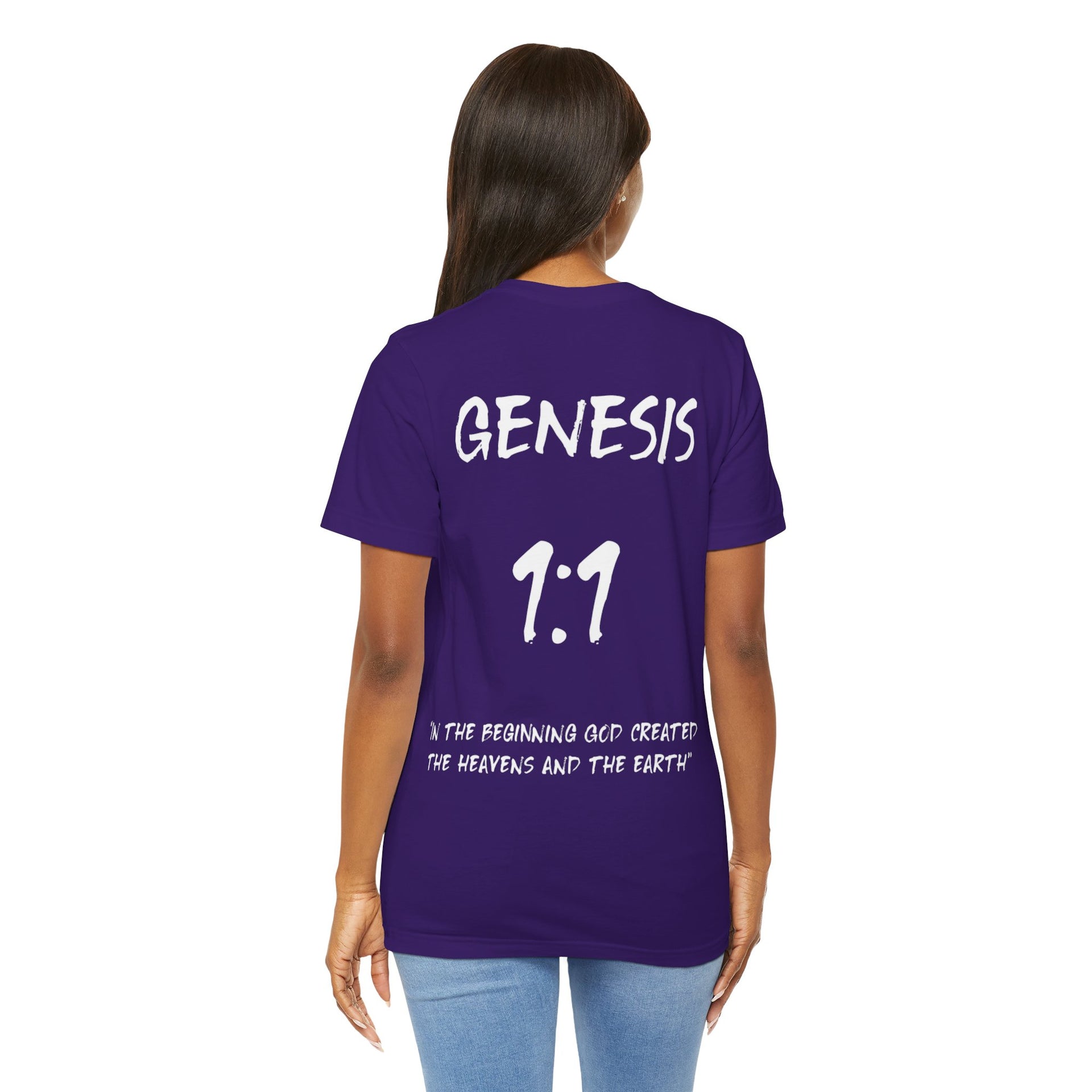 White Letters-Genesis 1:1 "In the beginning God created" Inspirational Bible Verse Unisex T-Shirt