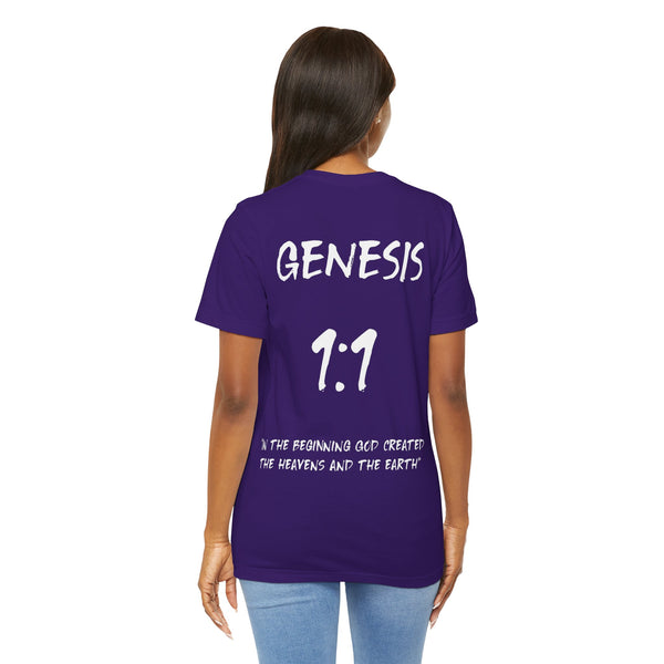 White Letters-Genesis 1:1 "In the beginning God created" Inspirational Bible Verse Unisex T-Shirt
