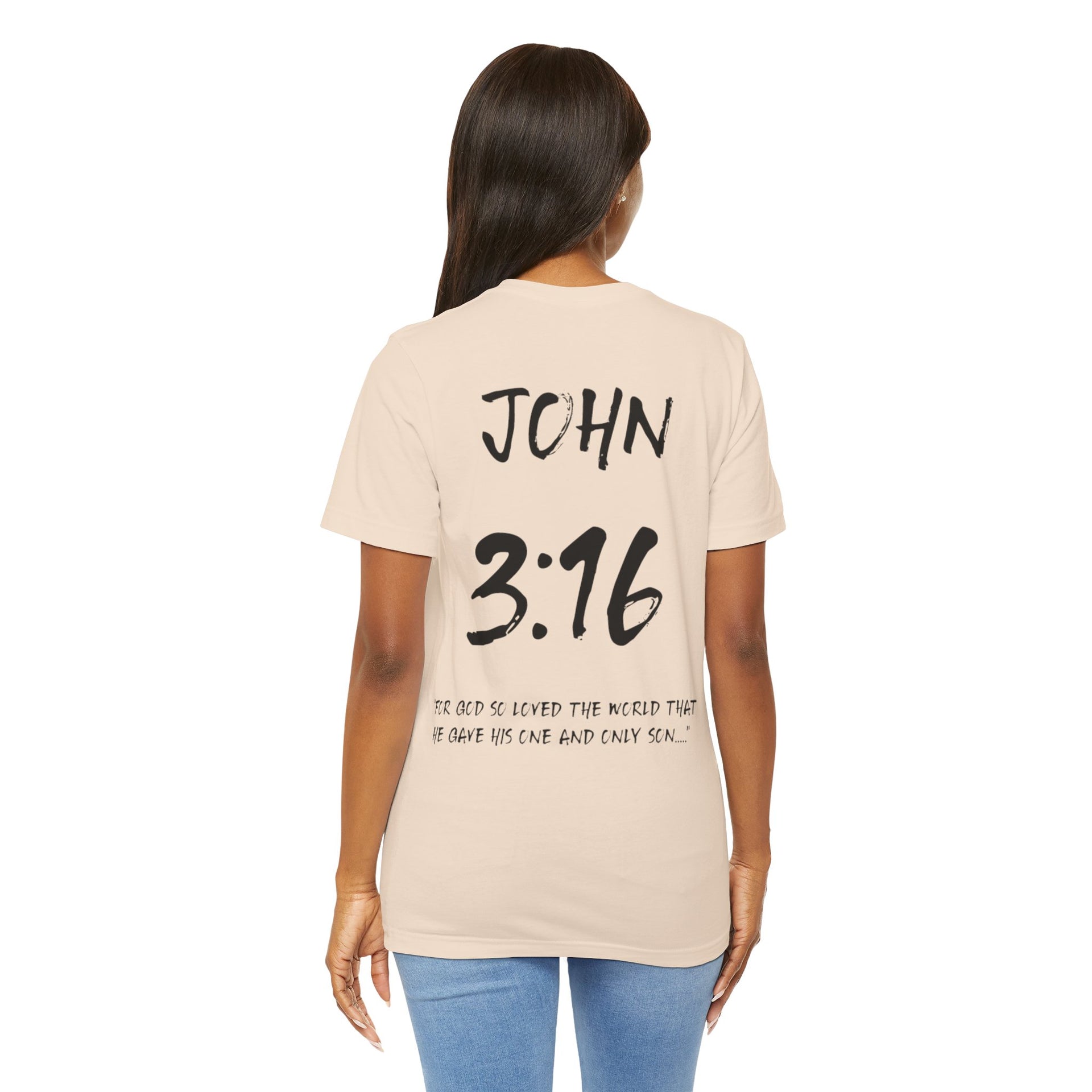 Black Letters-John 3:16 "For God so loved" Inspirational Bible Verse Unisex T-shirt