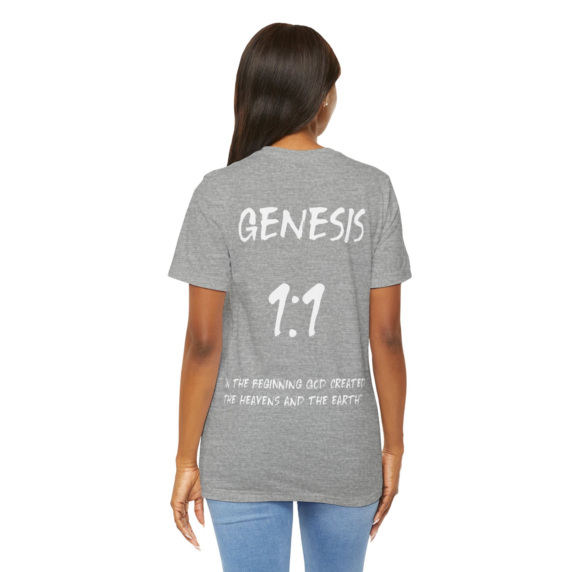 White Letters-Genesis 1:1 "In the beginning God created" Inspirational Bible Verse Unisex T-Shirt