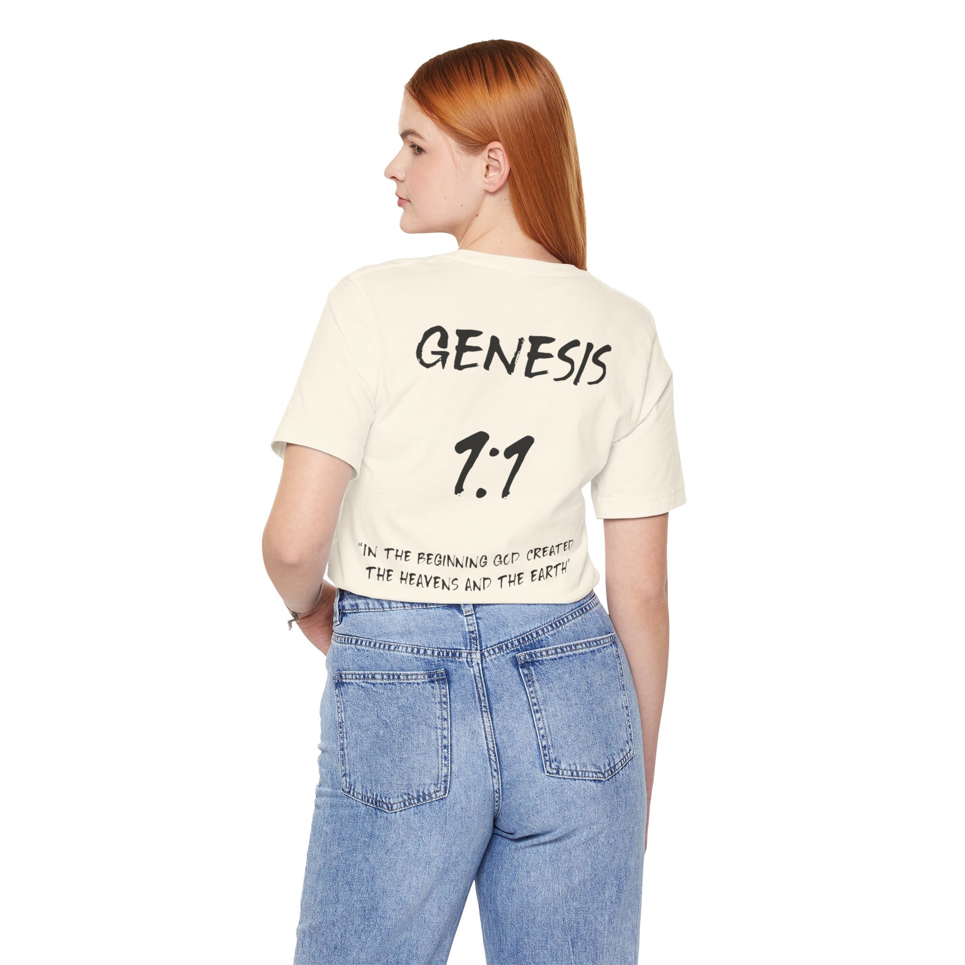 Black Letters-Genesis 1:1 "In the beginning God created" Inspirational Bible Verse Unisex T-shirt
