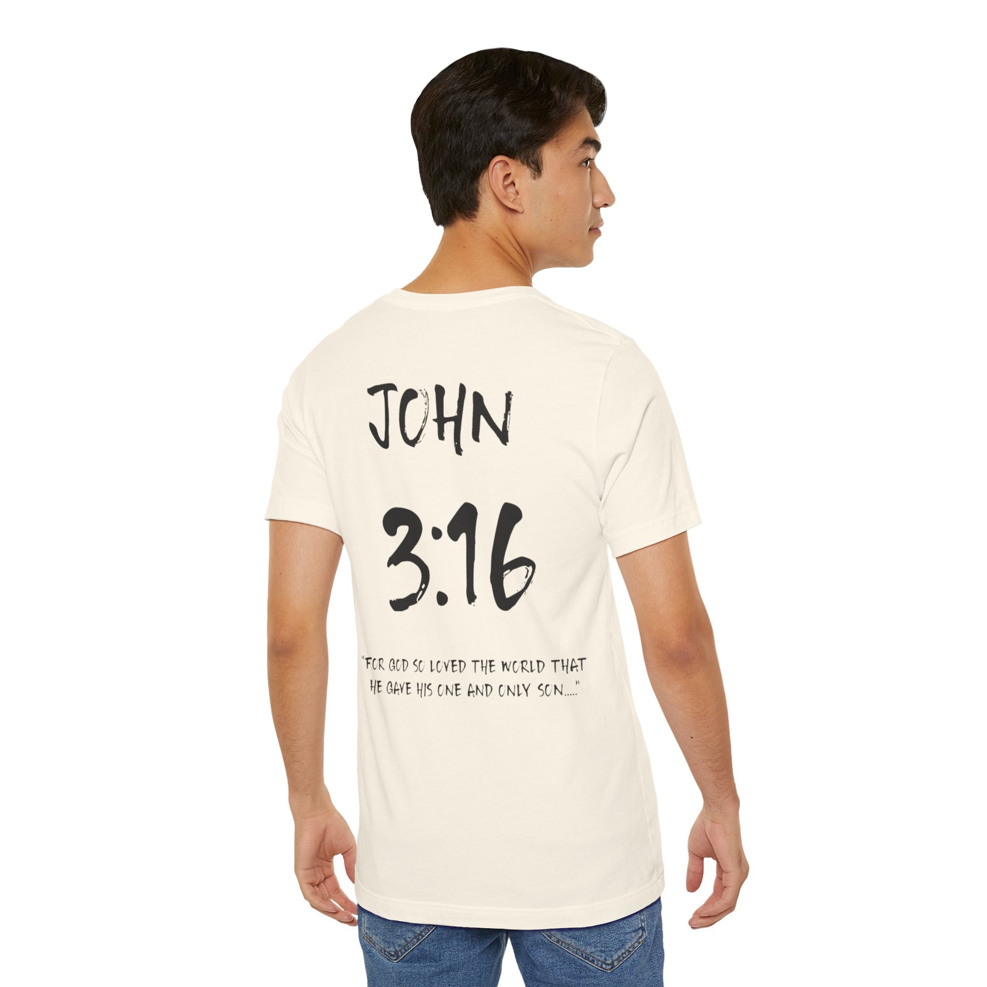 Black Letters-John 3:16 "For God so loved" Inspirational Bible Verse Unisex T-shirt