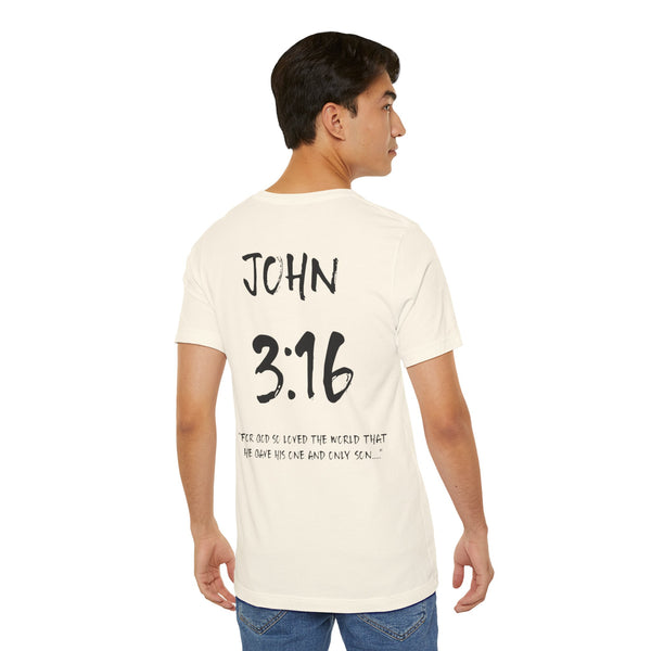 Black Letters-John 3:16 "For God so loved" Inspirational Bible Verse Unisex T-shirt