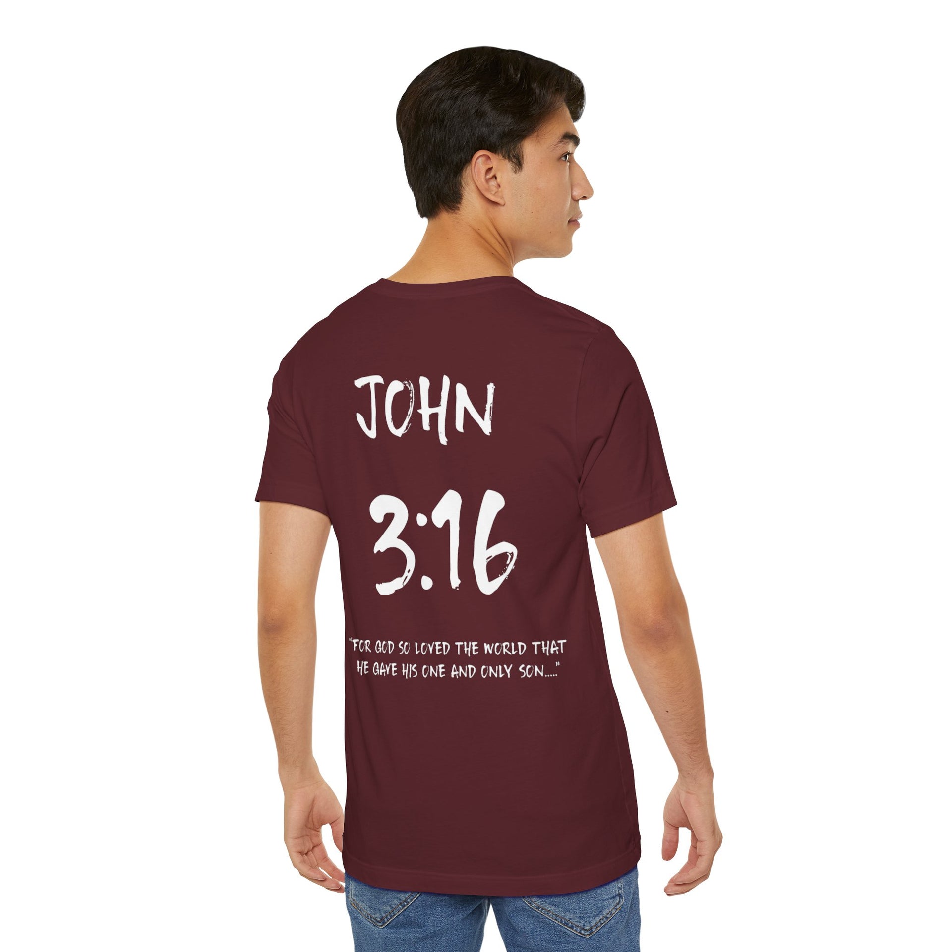 White Letters-John 3:16 “For God so loved” Inspirational Bible Verse Unisex T-Shirt