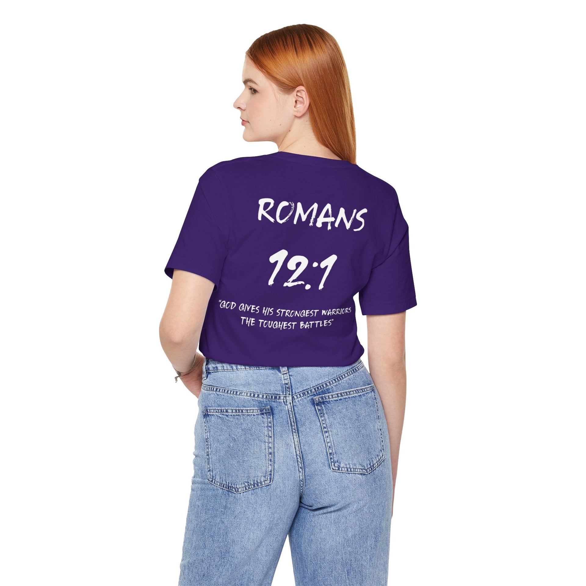 Romans 12:1 Inspirational Bible Verse Tee-White Letters