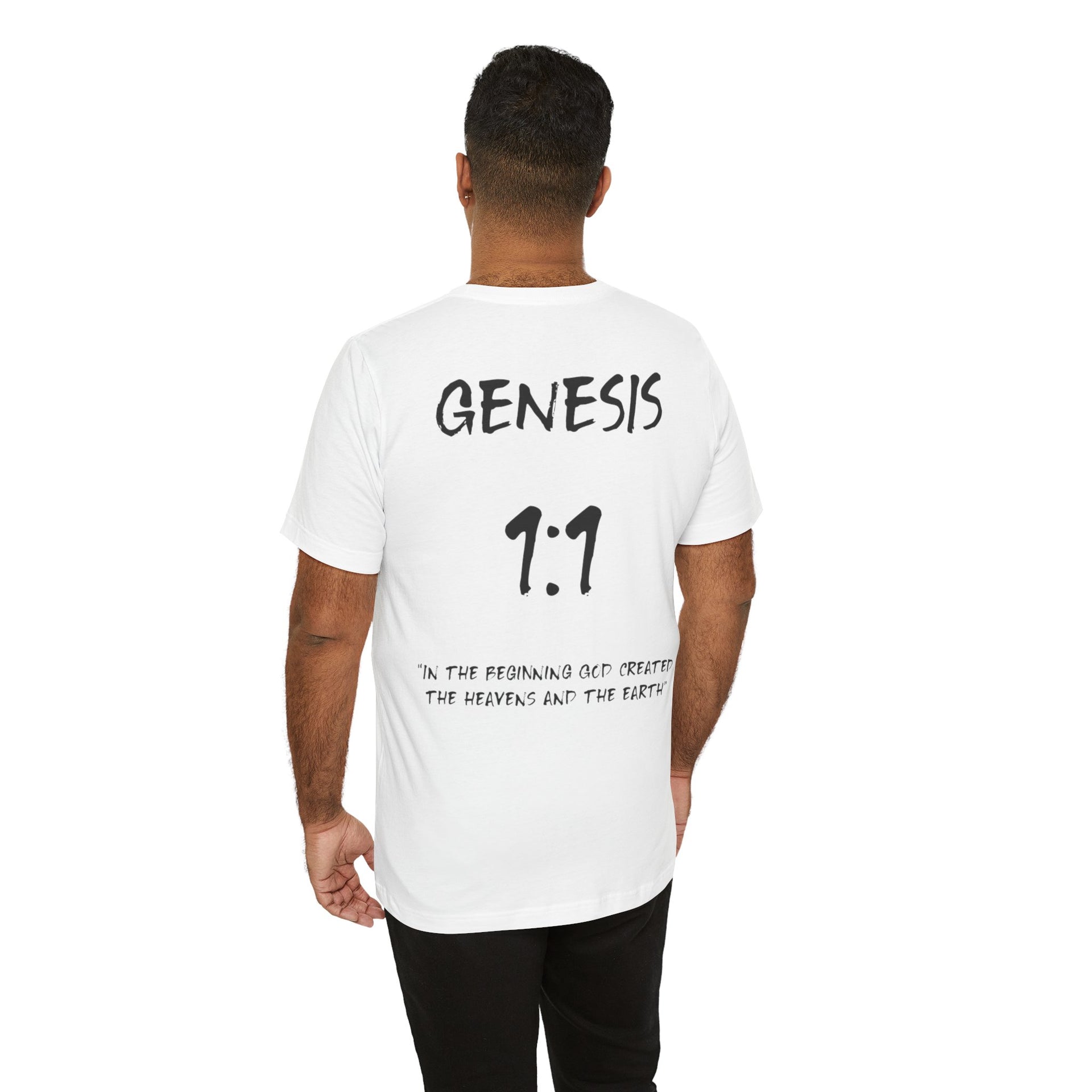 Black Letters-Genesis 1:1 "In the beginning God created" Inspirational Bible Verse Unisex T-shirt