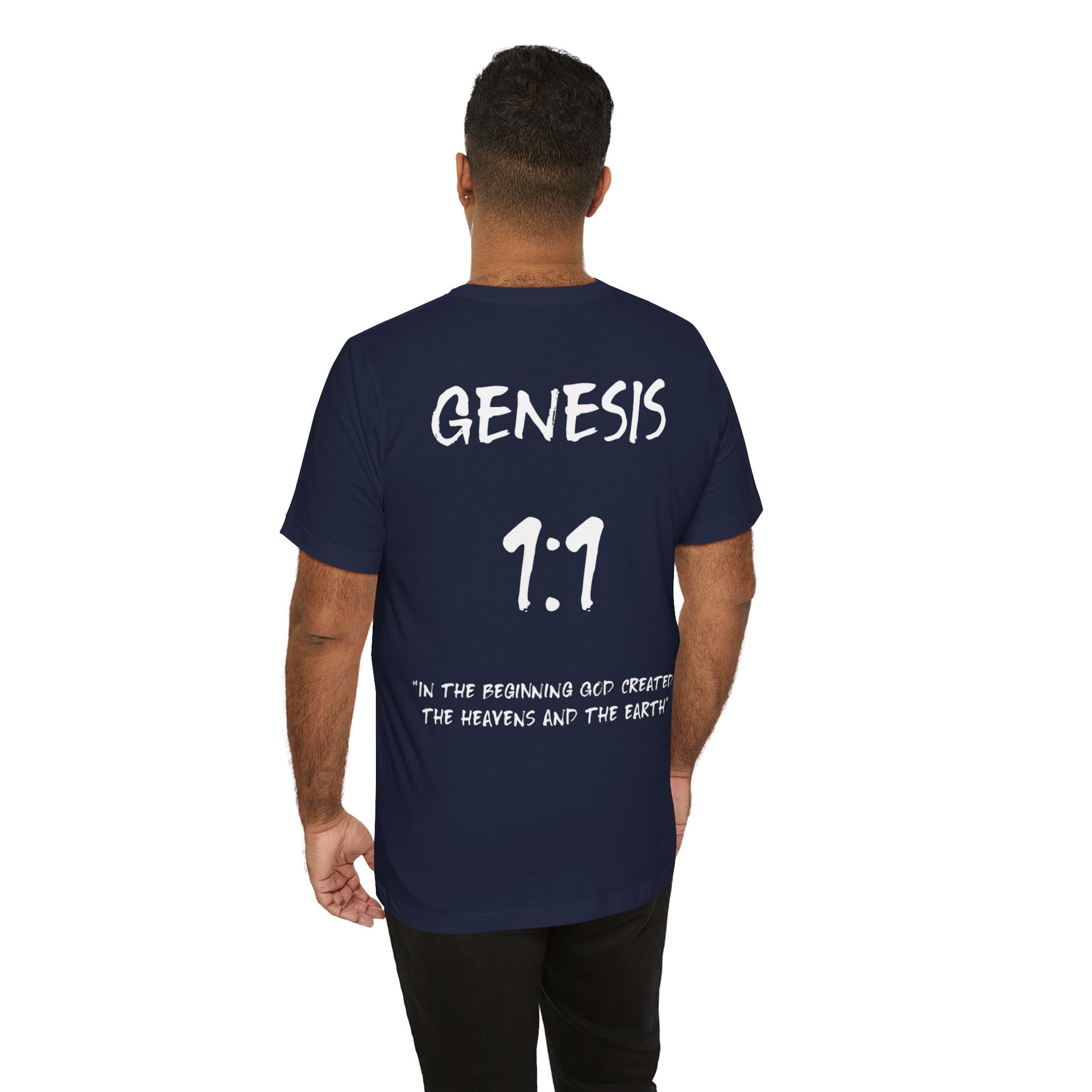 White Letters-Genesis 1:1 "In the beginning God created" Inspirational Bible Verse Unisex T-Shirt